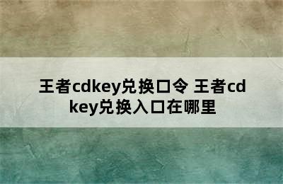 王者cdkey兑换口令 王者cdkey兑换入口在哪里